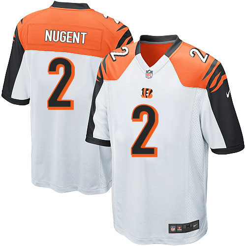 Men's Game Mike Nugent Nike Jersey White Road - #2 NFL Cincinnati Bengals